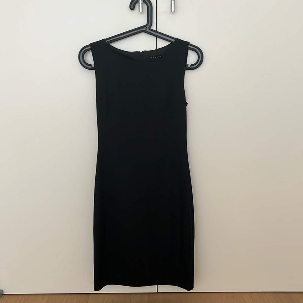 Theory Black Wool Sheath Dress